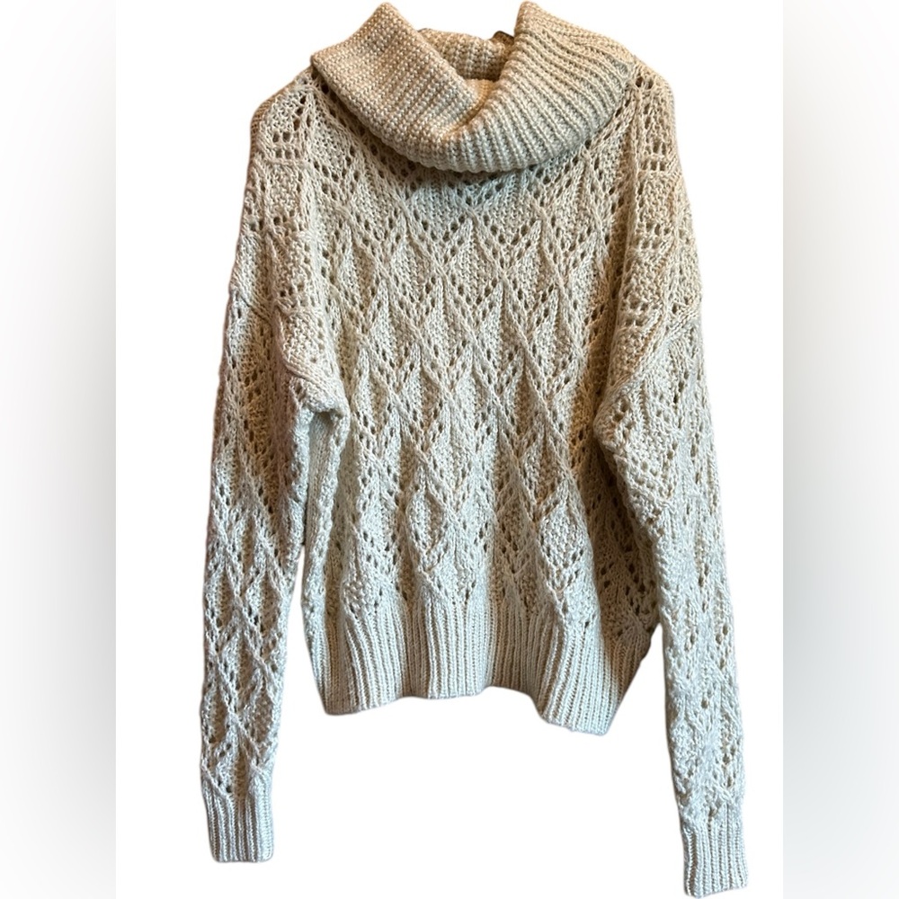 Forever 21 Cowl Neck Open Knit Sweater.  Size Large. 24” Pit to Pit 26” Length